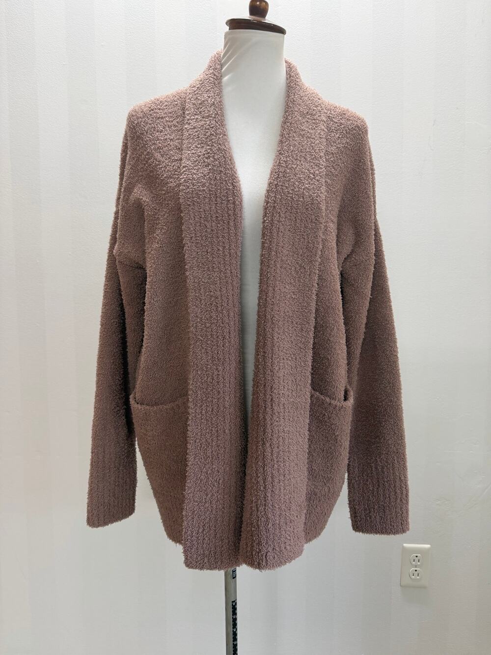 Cupcakes and Cashmere Cozy Open-Front Cardigan Taupe Sz L